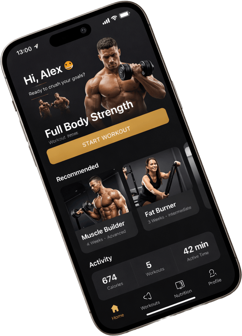 White-label gym mobile app - branded iOS and Android app built with Rinzo