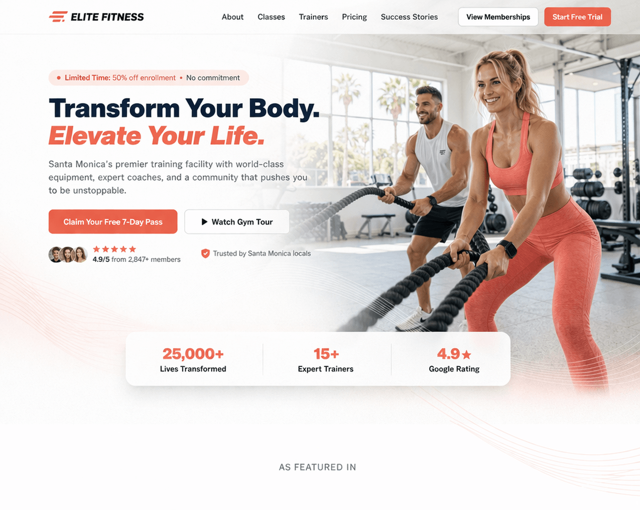White-label gym website - Vitality Gym built with Rinzo